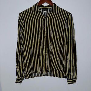 René Pontier size 6 blue and yellow stripe button up.
